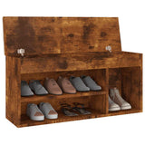 Shoe Bench with Cushion Smoked Oak 104x30x49 cm Engineered Wood - Side View