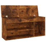 Shoe Bench with Cushion Smoked Oak 104x30x49 cm Engineered Wood - Top-Down View