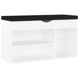 Shoe Bench with Cushion White 80x30x47 cm Engineered Wood
