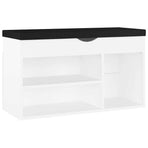 Shoe Bench with Cushion White 80x30x47 cm Engineered Wood