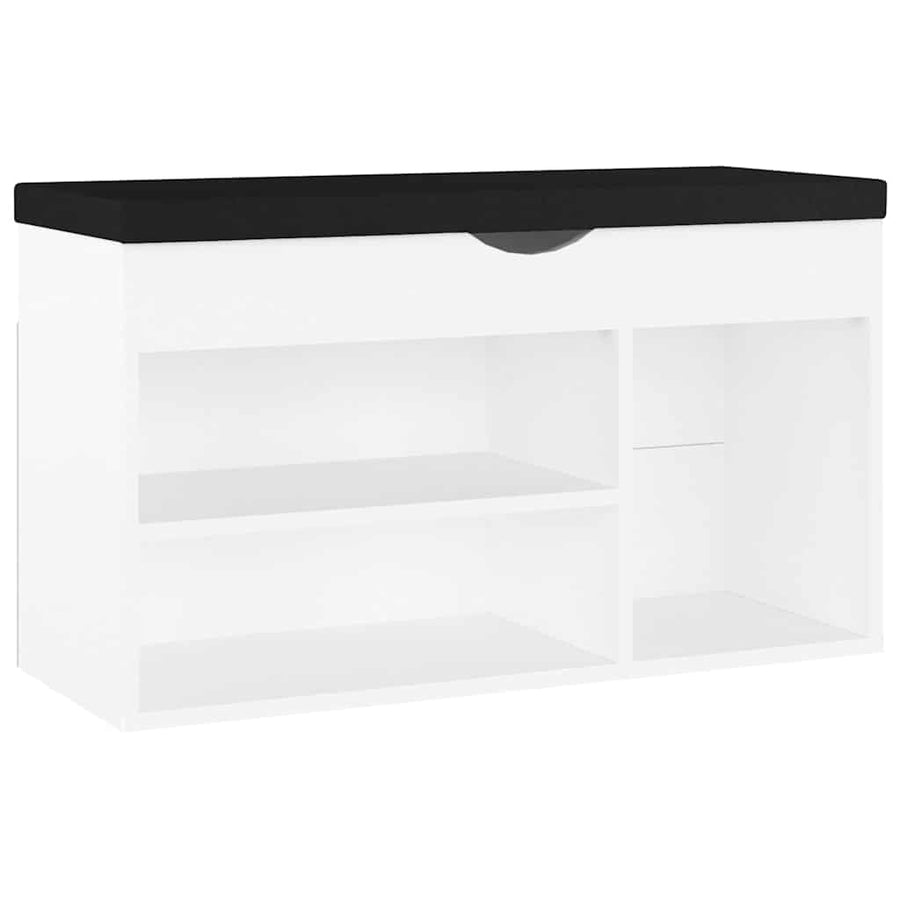 Shoe Bench with Cushion White 80x30x47 cm Engineered Wood