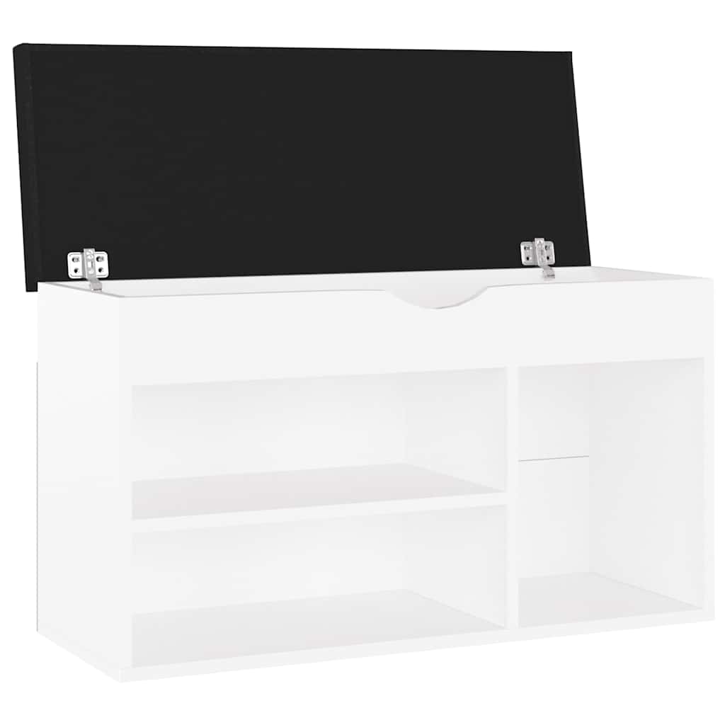 Shoe Bench with Cushion White 80x30x47 cm Engineered Wood