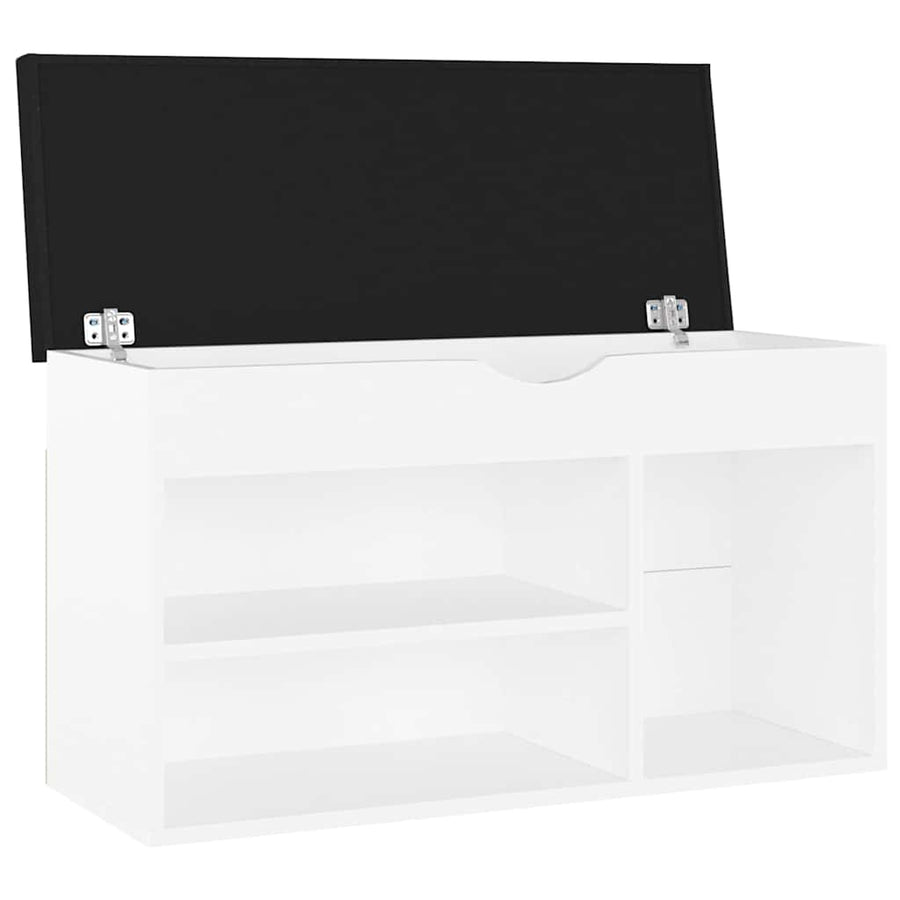 Shoe Bench with Cushion White 80x30x47 cm Engineered Wood