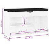 Shoe Bench with Cushion White 80x30x47 cm Engineered Wood