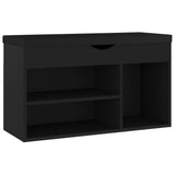 Shoe Bench with Cushion Black 80x30x47 cm Engineered Wood