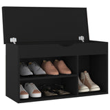 Shoe Bench with Cushion Black 80x30x47 cm Engineered Wood - Side View