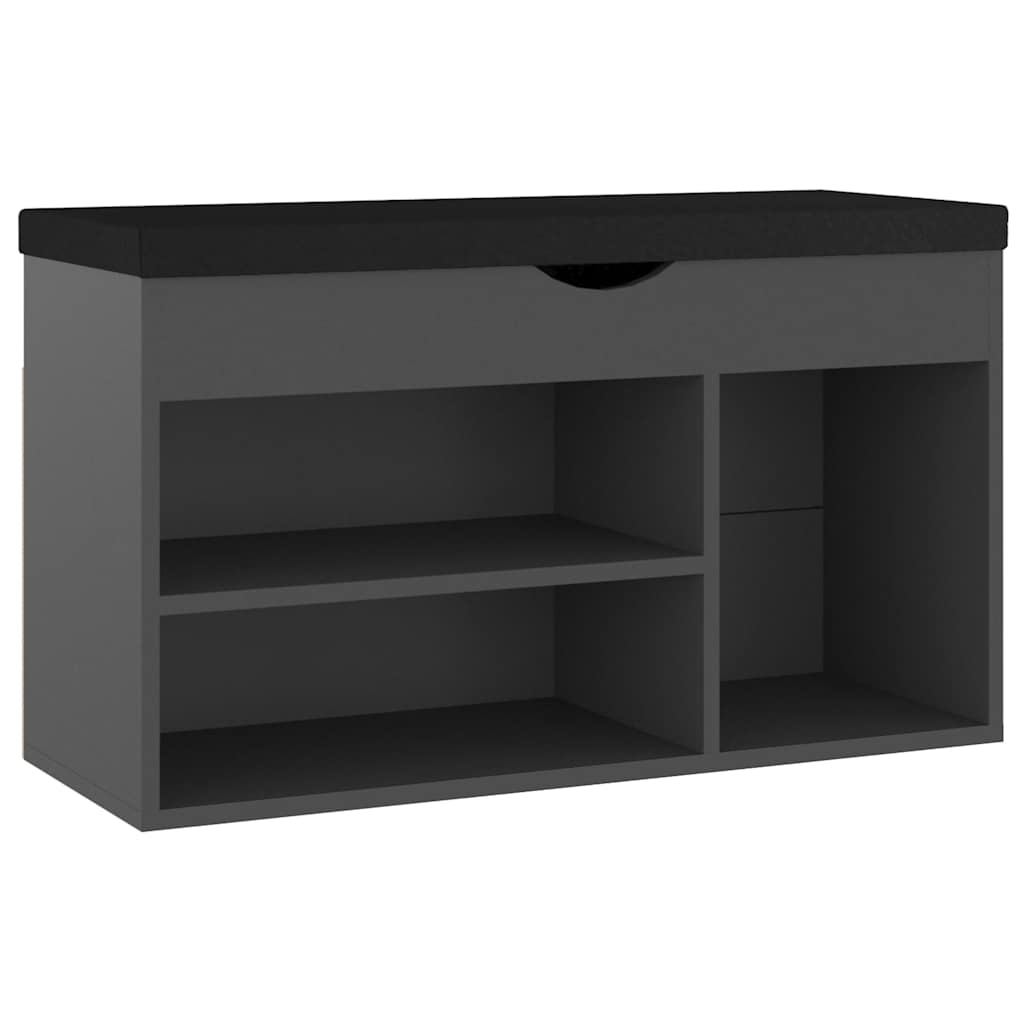 Shoe Bench with Cushion Grey 80x30x47 cm Engineered Wood