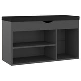 Shoe Bench with Cushion Grey 80x30x47 cm Engineered Wood