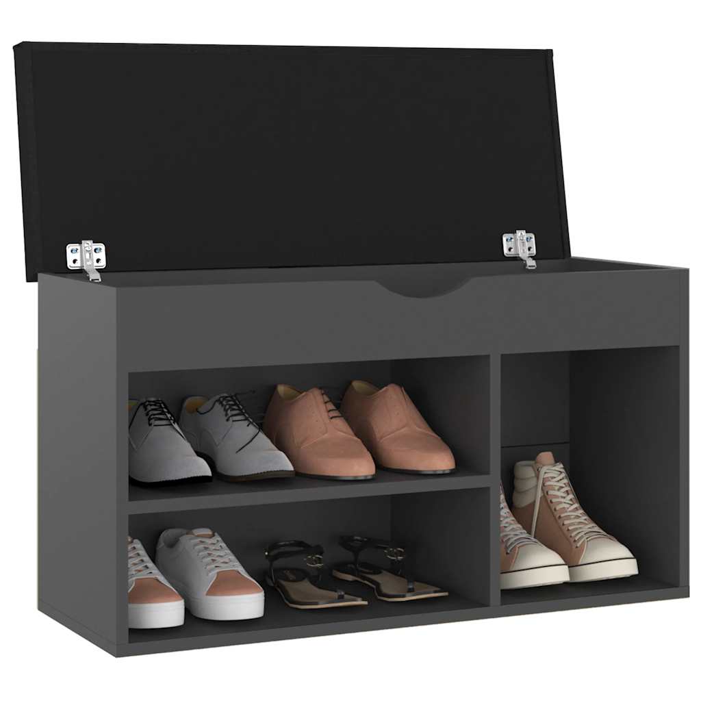 Shoe Bench with Cushion Grey 80x30x47 cm Engineered Wood