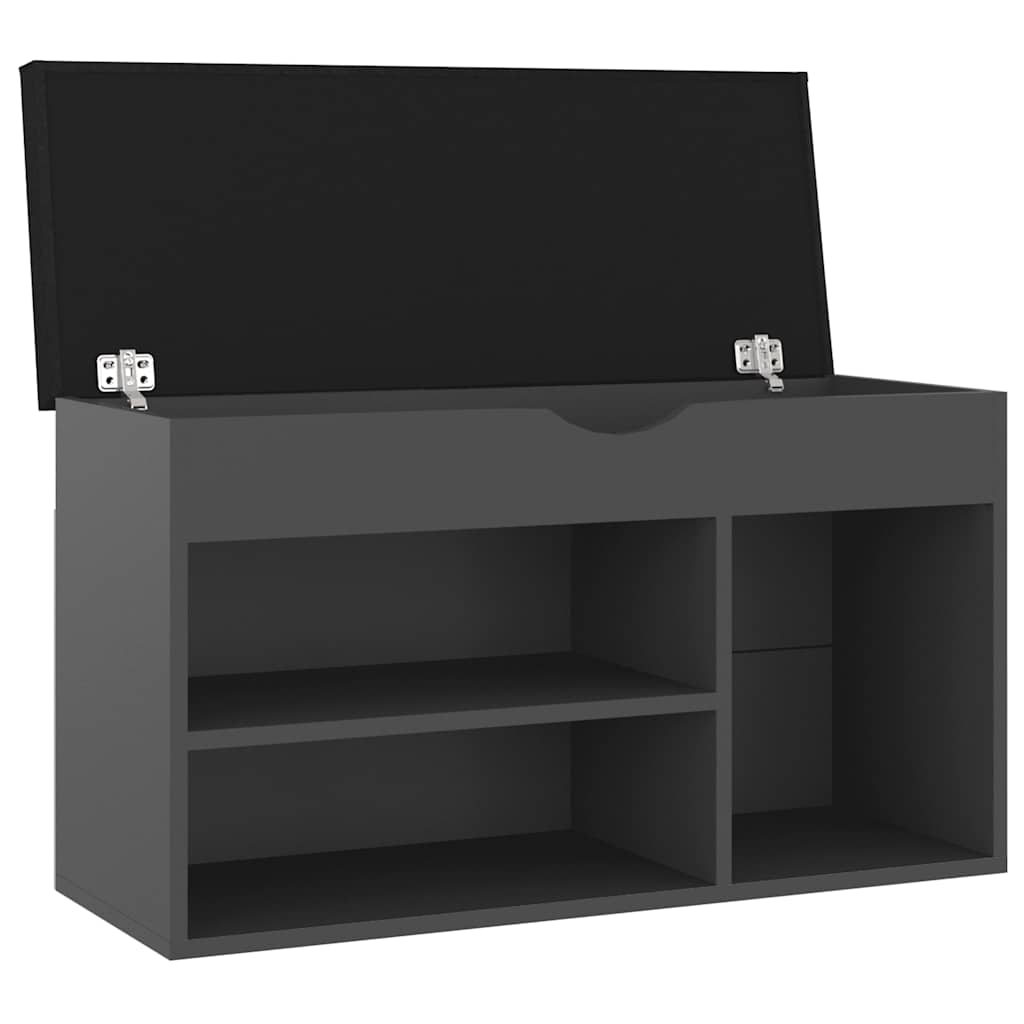 Shoe Bench with Cushion Grey 80x30x47 cm Engineered Wood