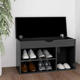 Shoe Bench with Cushion Grey 80x30x47 cm Engineered Wood