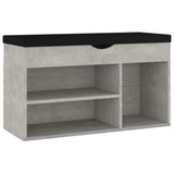 Shoe Bench with Cushion Concrete Grey 80x30x47 cm Engineered Wood