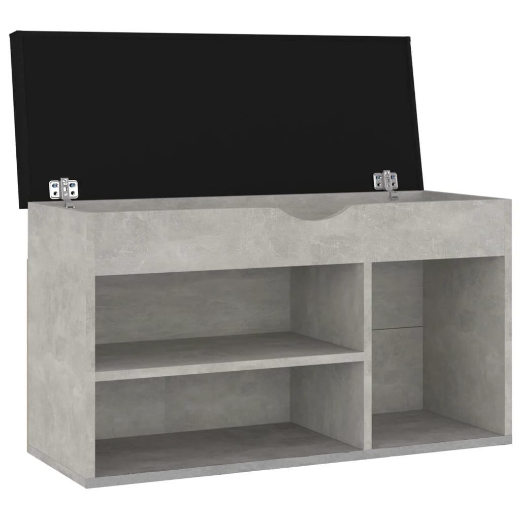 Shoe Bench with Cushion Concrete Grey 80x30x47 cm Engineered Wood