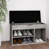 Shoe Bench with Cushion Concrete Grey 80x30x47 cm Engineered Wood