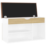 Shoe Bench with Cushion White and Sonoma Oak 80x30x47 cm Engineered Wood - Top-Down View
