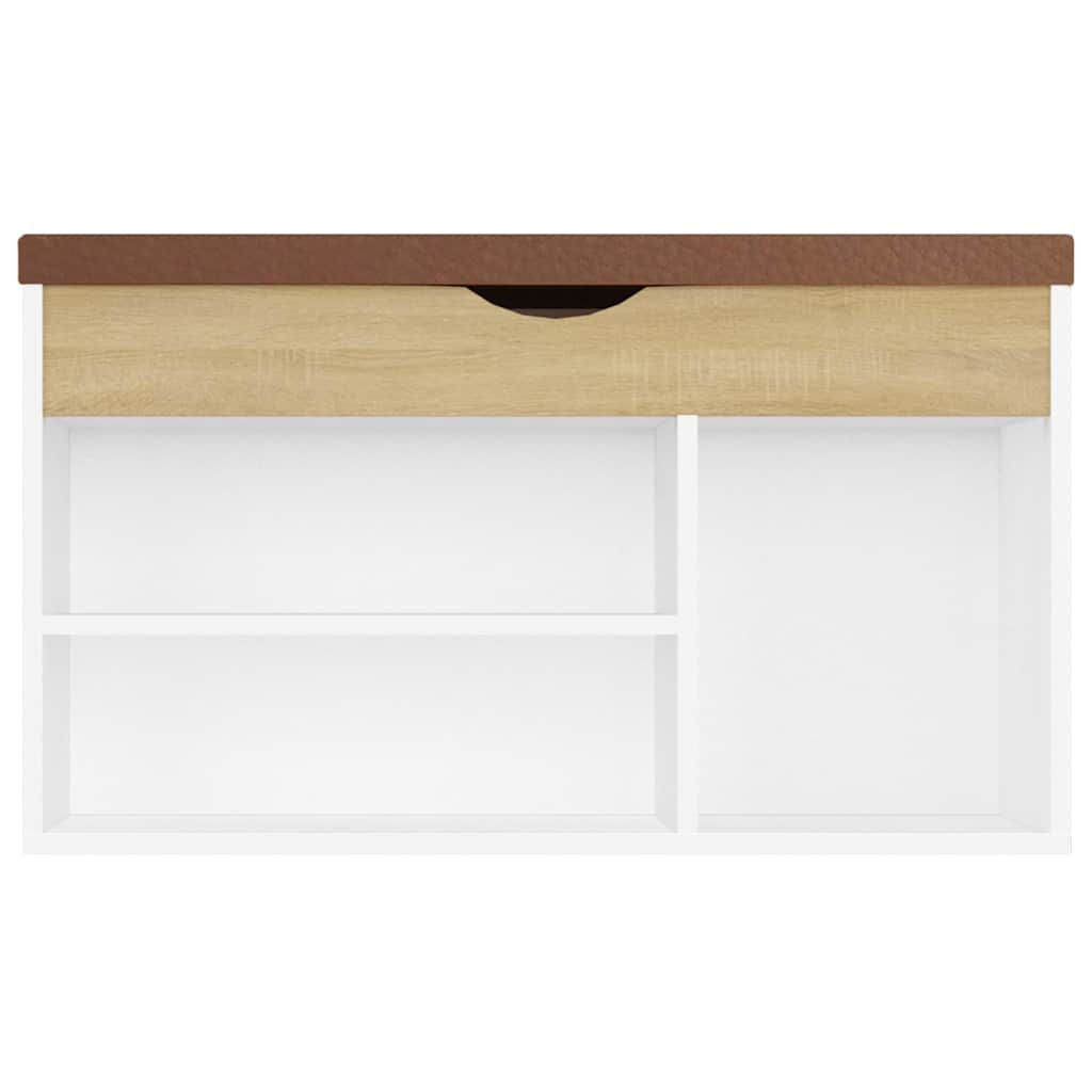 Shoe Bench with Cushion White and Sonoma Oak 80x30x47 cm Engineered Wood