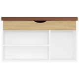 Shoe Bench with Cushion White and Sonoma Oak 80x30x47 cm Engineered Wood