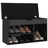 Shoe Bench with Cushion High Gloss Black 80x30x47 cm Engineered Wood