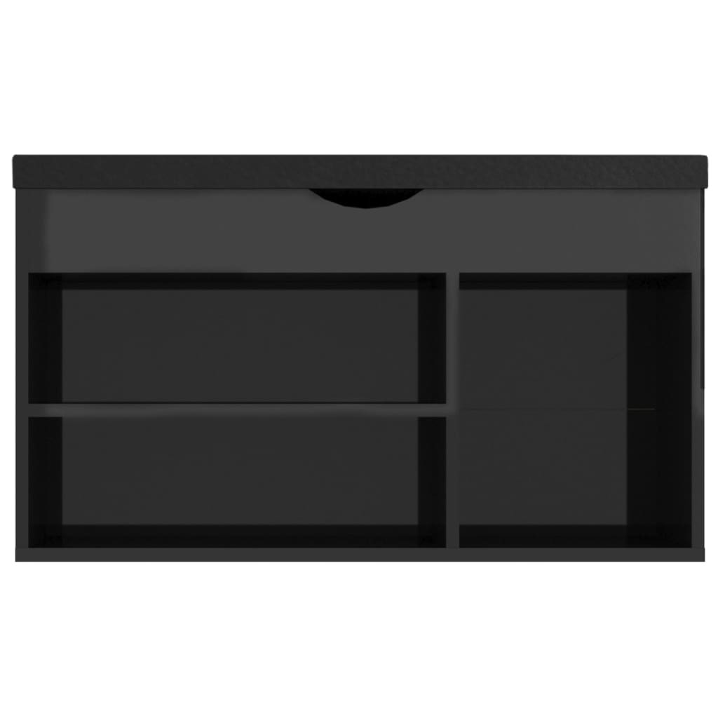 Shoe Bench with Cushion High Gloss Black 80x30x47 cm Engineered Wood
