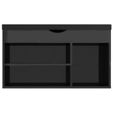 Shoe Bench with Cushion High Gloss Black 80x30x47 cm Engineered Wood - 45-Degree Angle
