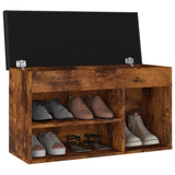 Shoe Bench with Cushion Smoked Oak 80x30x47 cm Engineered Wood - Side View