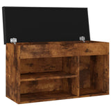 Shoe Bench with Cushion Smoked Oak 80x30x47 cm Engineered Wood - Top-Down View