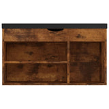 Shoe Bench with Cushion Smoked Oak 80x30x47 cm Engineered Wood - 45-Degree Angle