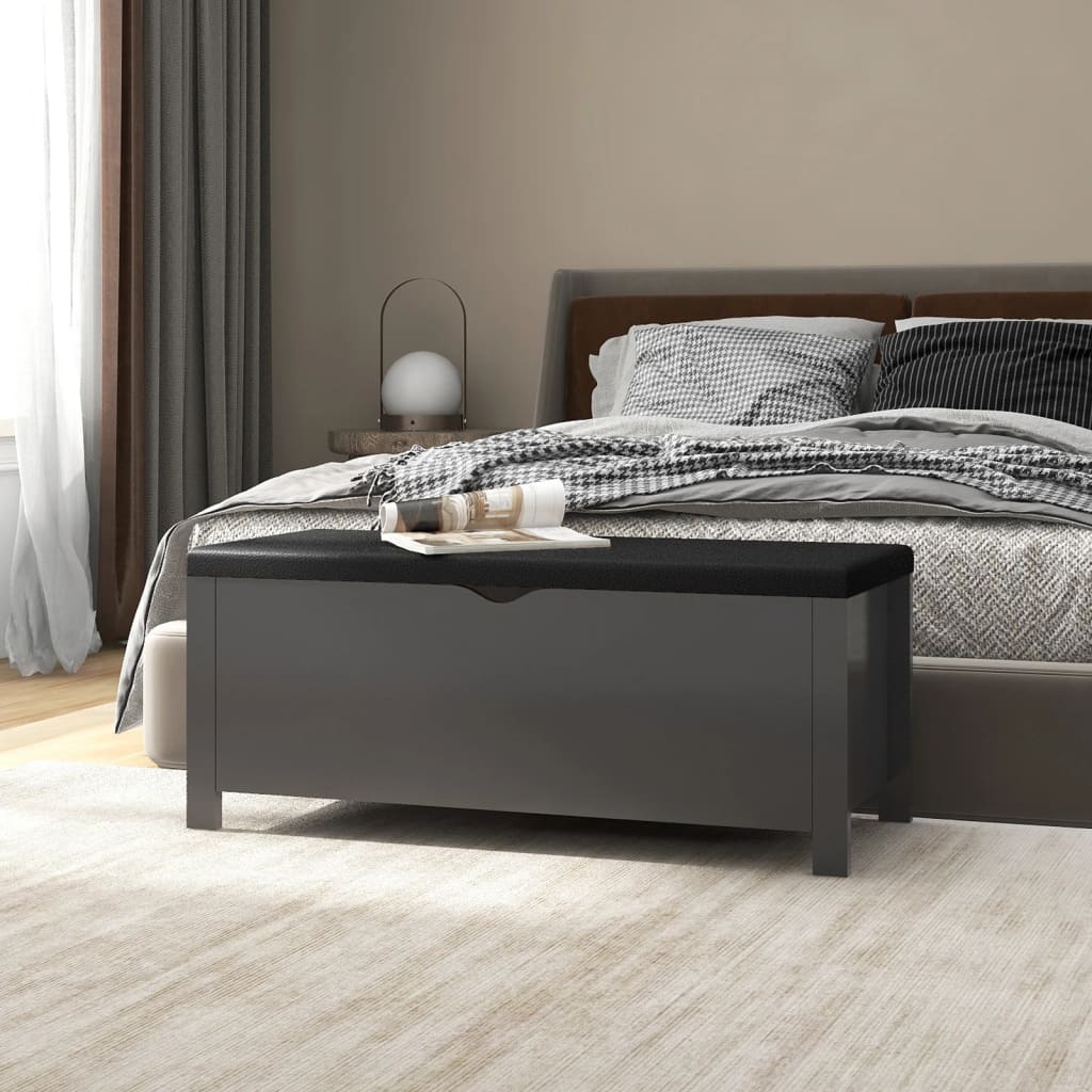 Storage Box with Cushion Grey 105x40x45 cm Engineered Wood