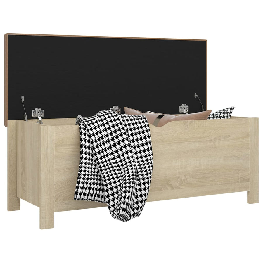 Storage Box with Cushion Sonoma Oak 105x40x45cm Engineered Wood