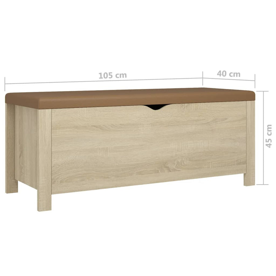 Storage Box with Cushion Sonoma Oak 105x40x45cm Engineered Wood