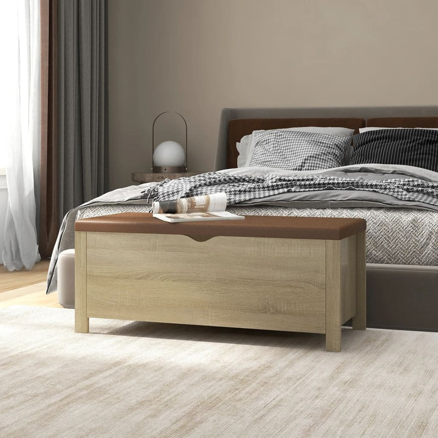 Storage Box with Cushion Sonoma Oak 105x40x45cm Engineered Wood