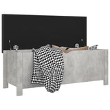 Storage Box with Cushion Concrete Grey 105x40x45 cm Engineered Wood - Side View