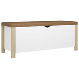 Storage Box with Cushion White and Sonoma Oak 105x40x45 cm Engineered Wood - Front View