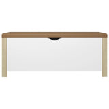 Storage Box with Cushion White and Sonoma Oak 105x40x45 cm Engineered Wood