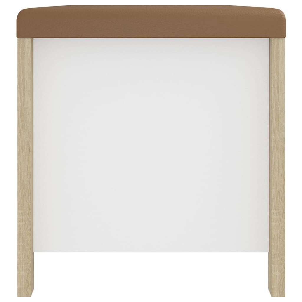 Storage Box with Cushion White and Sonoma Oak 105x40x45 cm Engineered Wood