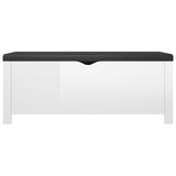 Storage Box with Cushion High Gloss White 105x40x45 cm Engineered Wood