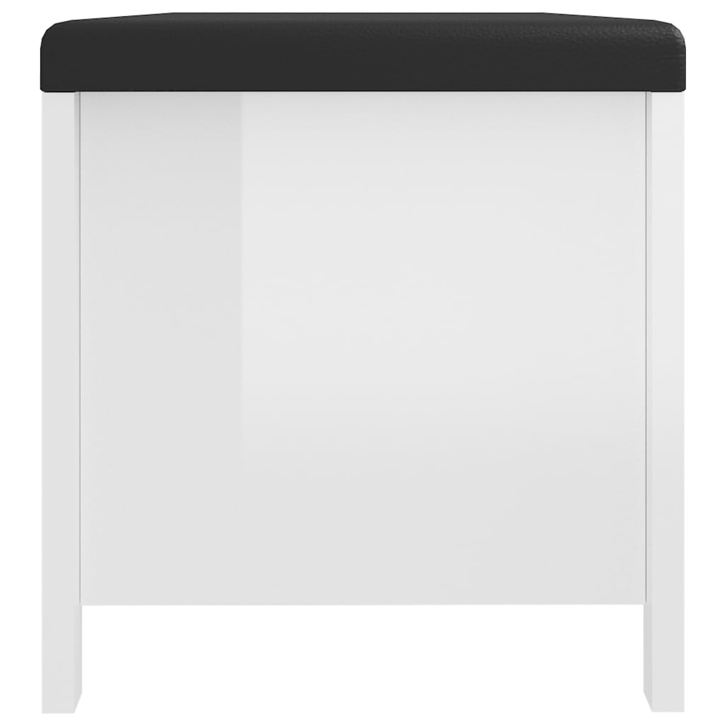 Storage Box with Cushion High Gloss White 105x40x45 cm Engineered Wood