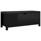 Storage Box with Cushion High Gloss Black 105x40x45 cm Engineered Wood