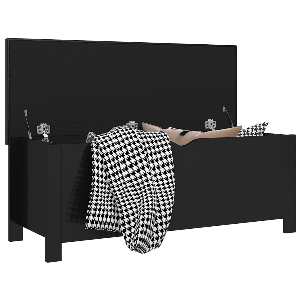 Storage Box with Cushion High Gloss Black 105x40x45 cm Engineered Wood