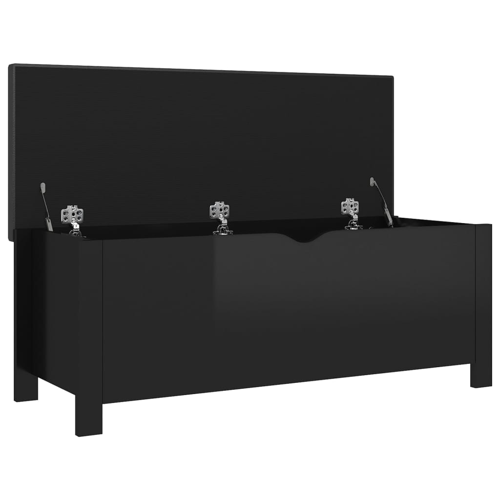 Storage Box with Cushion High Gloss Black 105x40x45 cm Engineered Wood
