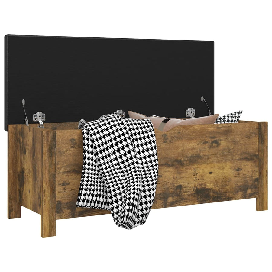 Storage Box with Cushion Smoked Oak 105x40x45cm Engineered Wood