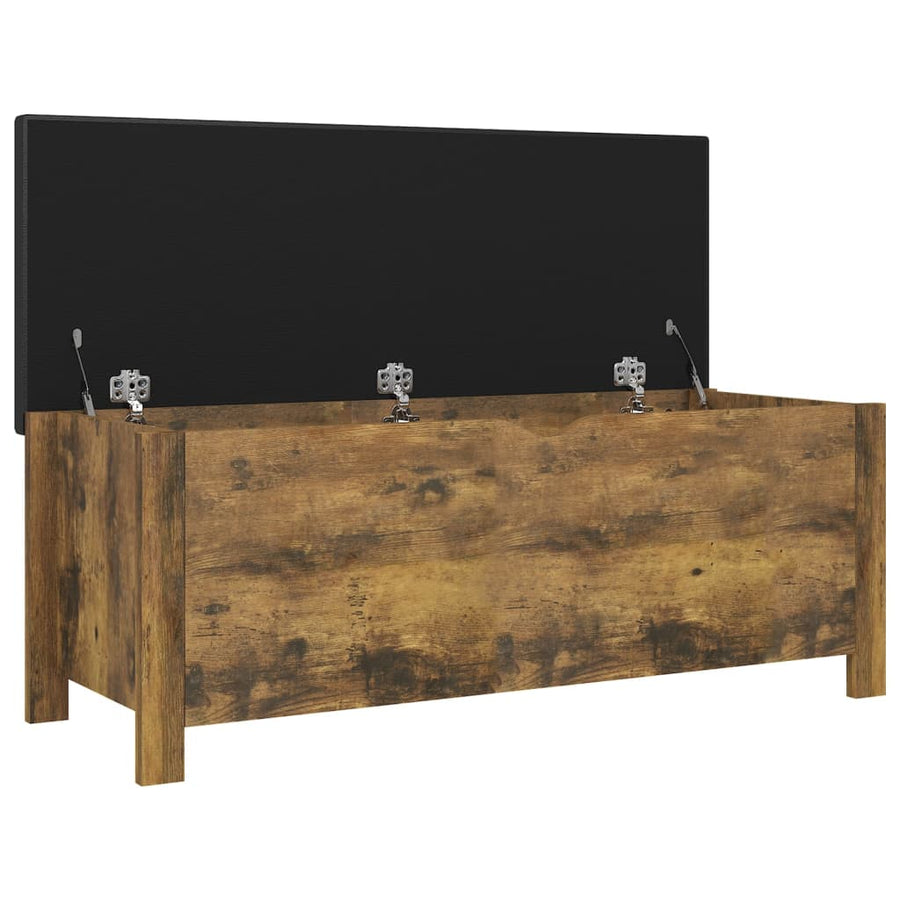 Storage Box with Cushion Smoked Oak 105x40x45cm Engineered Wood