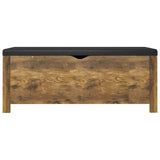 Storage Box with Cushion Smoked Oak 105x40x45 cm Engineered Wood - 45-Degree Angle
