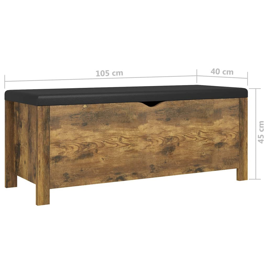 Storage Box with Cushion Smoked Oak 105x40x45cm Engineered Wood
