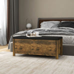 Storage Box with Cushion Smoked Oak 105x40x45cm Engineered Wood
