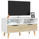 TV Cabinet White and Sonoma Oak 90x40x48.5 cm Engineered Wood