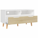 TV Cabinet White and Sonoma Oak 90x40x48.5 cm Engineered Wood