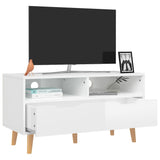TV Cabinet High Gloss White 90x40x48.5 cm Engineered Wood - Side View