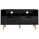 TV Cabinet High Gloss Black 90x40x48.5 cm Engineered Wood - 45-Degree Angle