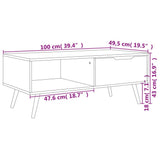 Coffee Table Black 100x49.5x43 cm Engineered Wood - Rear View